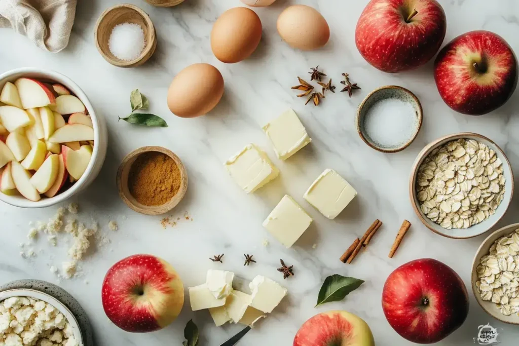 Ingredients for making apple pie cheesecake