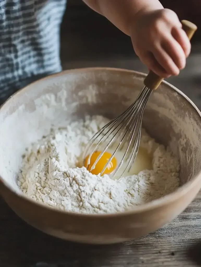Mixing waffle batter with a whisk