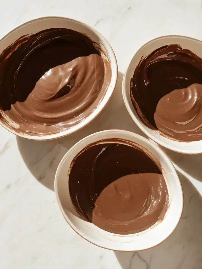 Pouring black and white cake batter into pans