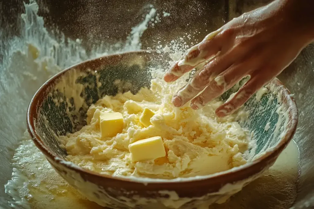 Making pastry dough for apple pie
