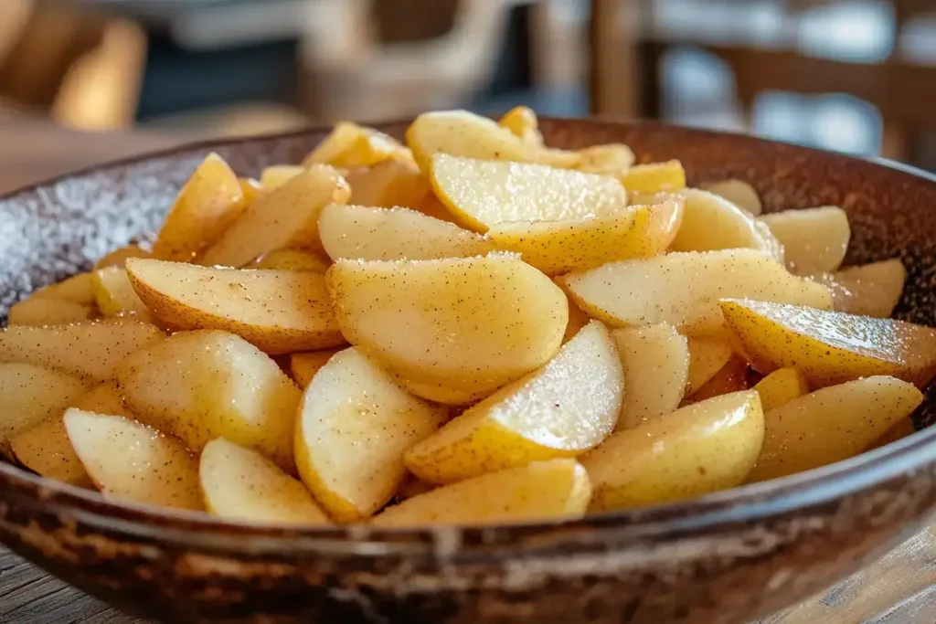 Sliced apples for French apple pie