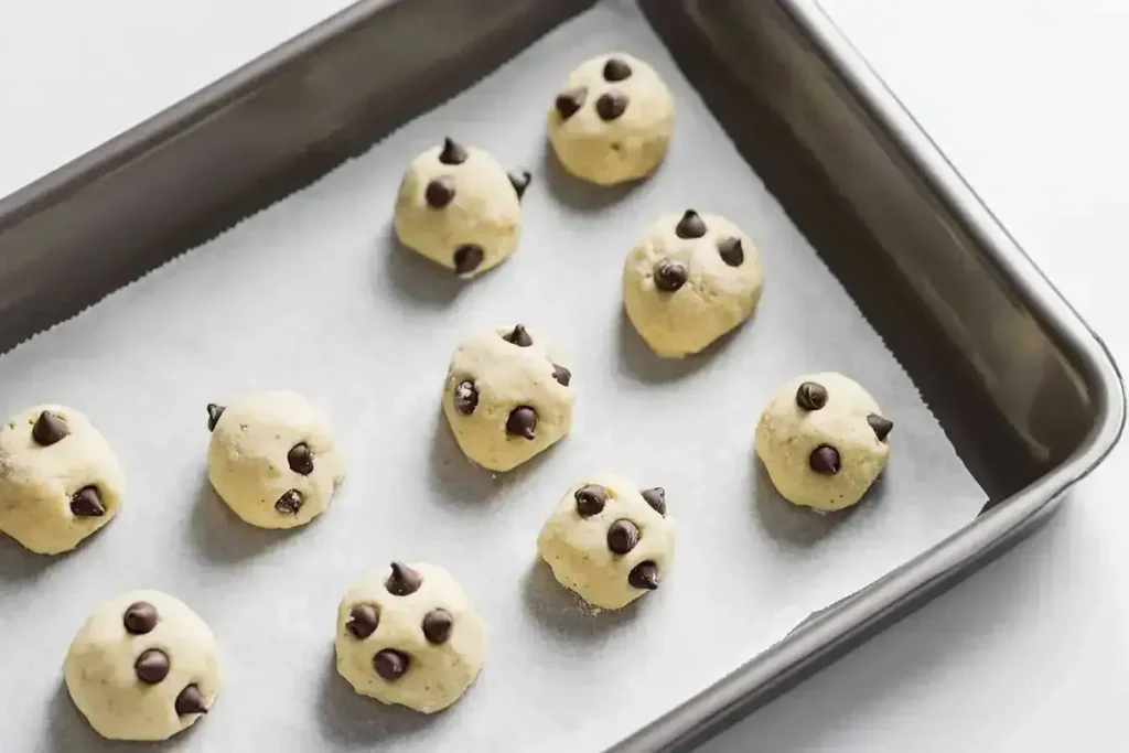 Mixing cookie dough with chocolate chips in stand mixer