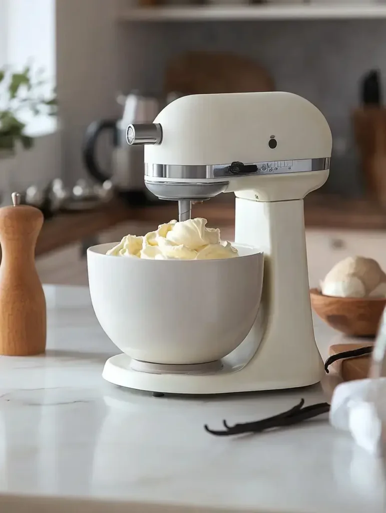 Whipping buttercream frosting in a stand mixer